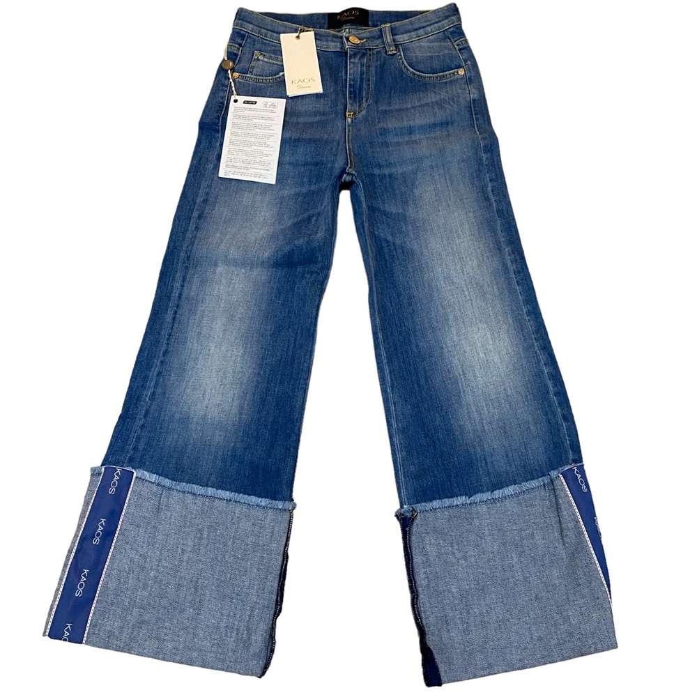 NWT KAOS Denim Wide Leg Cuffed Jeans!